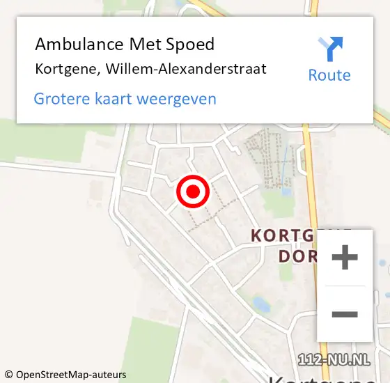 Locatie op kaart van de 112 melding: Ambulance Met Spoed Naar Kortgene, Willem-Alexanderstraat op 19 september 2017 22:03