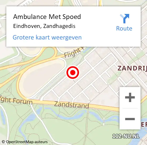 Locatie op kaart van de 112 melding: Ambulance Met Spoed Naar Eindhoven, Zandhagedis op 19 september 2017 22:07