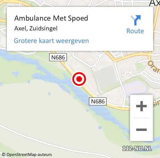 Locatie op kaart van de 112 melding: Ambulance Met Spoed Naar Axel, Zuidsingel op 19 september 2017 22:23