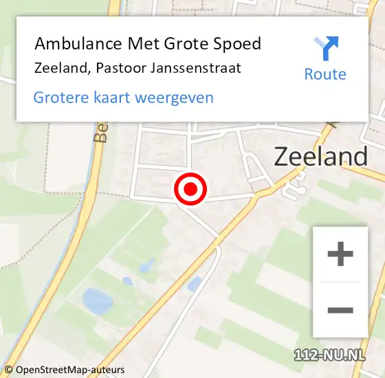 Locatie op kaart van de 112 melding: Ambulance Met Grote Spoed Naar Zeeland, Pastoor Janssenstraat op 19 september 2017 22:48