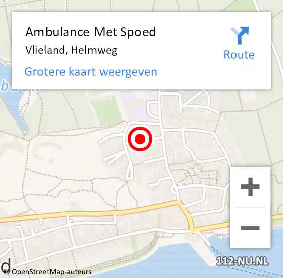 Locatie op kaart van de 112 melding: Ambulance Met Spoed Naar Vlieland, Helmweg op 21 september 2013 05:53