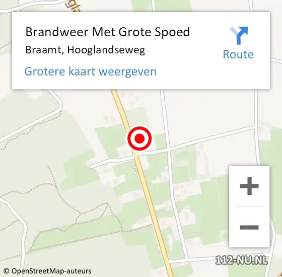 Locatie op kaart van de 112 melding: Brandweer Met Grote Spoed Naar Braamt, Hooglandseweg op 20 september 2017 03:54