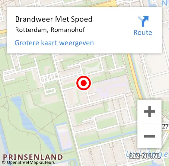Locatie op kaart van de 112 melding: Brandweer Met Spoed Naar Rotterdam, Romanohof op 20 september 2017 06:12