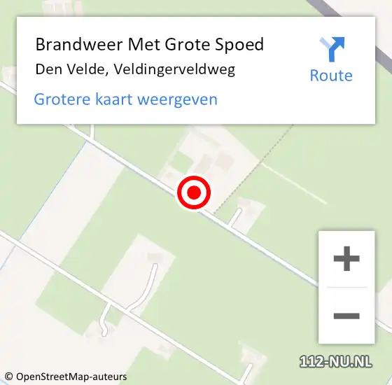 Locatie op kaart van de 112 melding: Brandweer Met Grote Spoed Naar Den Velde, Veldingerveldweg op 20 september 2017 06:39