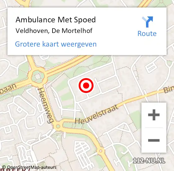 Locatie op kaart van de 112 melding: Ambulance Met Spoed Naar Veldhoven, De Mortelhof op 20 september 2017 06:55