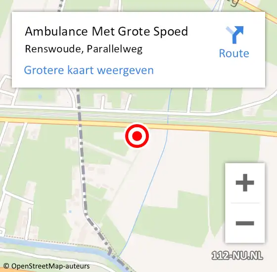 Locatie op kaart van de 112 melding: Ambulance Met Grote Spoed Naar Renswoude, Parallelweg op 20 september 2017 07:20