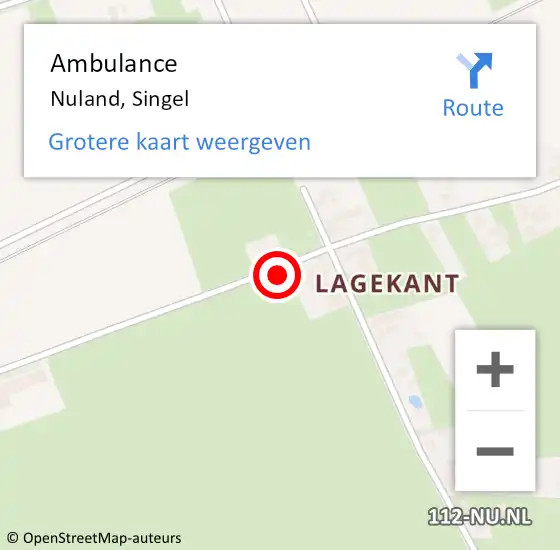 Locatie op kaart van de 112 melding: Ambulance Nuland, Singel op 20 september 2017 08:36