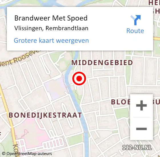 Locatie op kaart van de 112 melding: Brandweer Met Spoed Naar Vlissingen, Rembrandtlaan op 20 september 2017 08:46