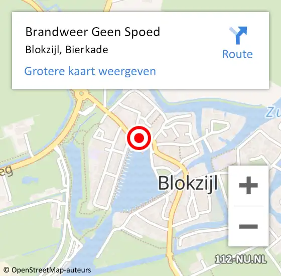 Locatie op kaart van de 112 melding: Brandweer Geen Spoed Naar Blokzijl, Bierkade op 20 september 2017 09:09