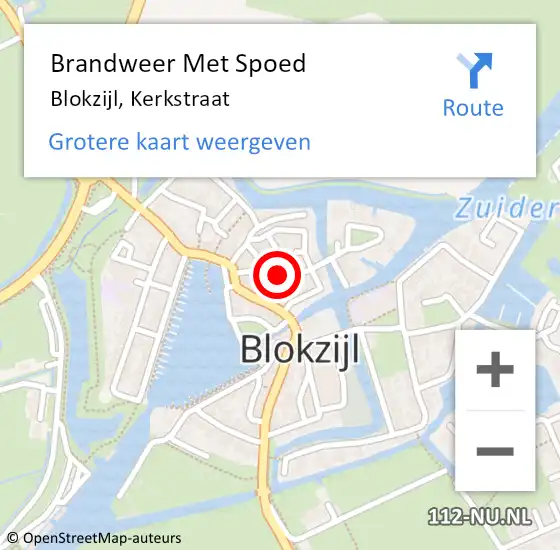 Locatie op kaart van de 112 melding: Brandweer Met Spoed Naar Blokzijl, Kerkstraat op 20 september 2017 09:16