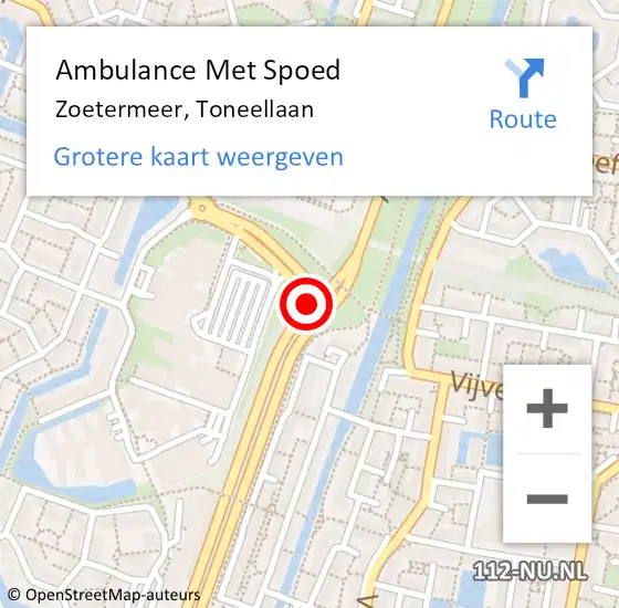 Locatie op kaart van de 112 melding: Ambulance Met Spoed Naar Zoetermeer, Toneellaan op 20 september 2017 10:25