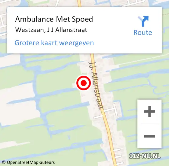 Locatie op kaart van de 112 melding: Ambulance Met Spoed Naar Westzaan, J J Allanstraat op 20 september 2017 10:49