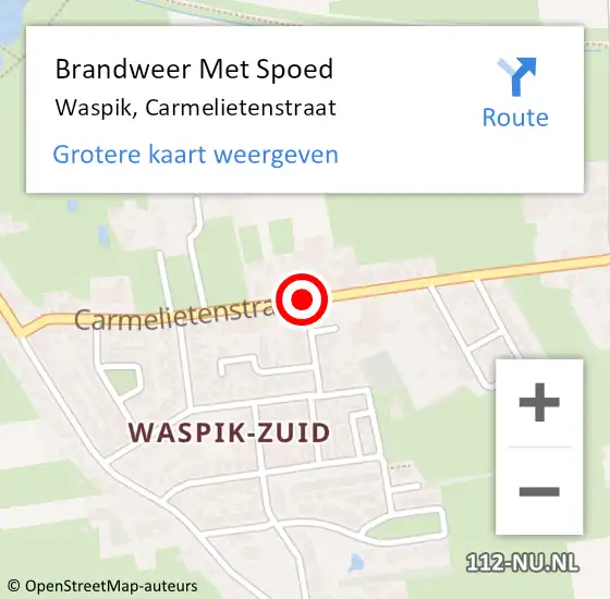 Locatie op kaart van de 112 melding: Brandweer Met Spoed Naar Waspik, Carmelietenstraat op 2 februari 2014 08:41