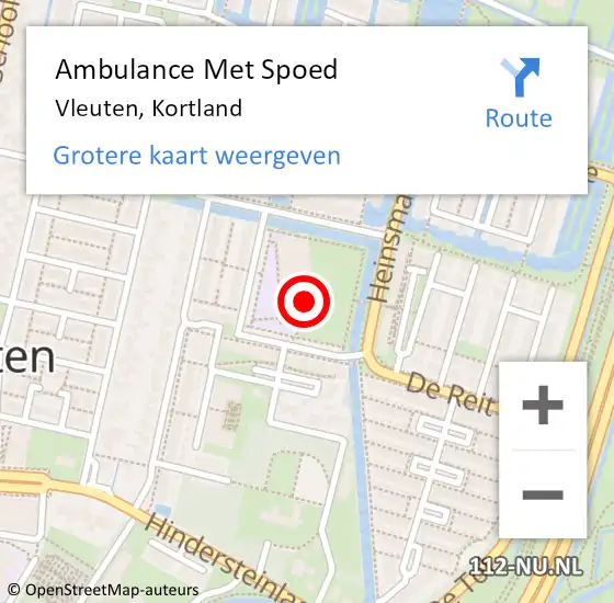 Locatie op kaart van de 112 melding: Ambulance Met Spoed Naar Vleuten, Kortland op 20 september 2017 10:51