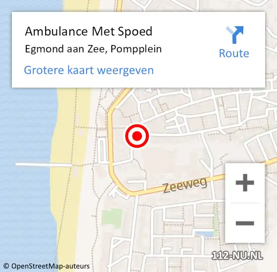 Locatie op kaart van de 112 melding: Ambulance Met Spoed Naar Egmond aan Zee, Pompplein op 20 september 2017 10:55