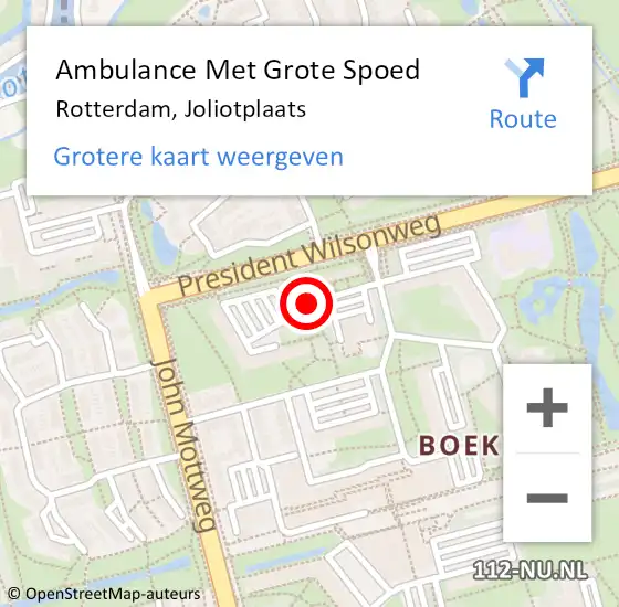 Locatie op kaart van de 112 melding: Ambulance Met Grote Spoed Naar Rotterdam, Joliotplaats op 20 september 2017 11:11