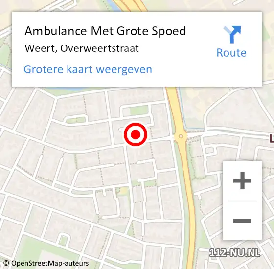 Locatie op kaart van de 112 melding: Ambulance Met Grote Spoed Naar Weert, Overweertstraat op 20 september 2017 11:22
