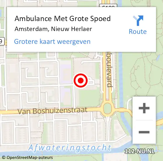 Locatie op kaart van de 112 melding: Ambulance Met Grote Spoed Naar Amsterdam, Nieuw Herlaer op 20 september 2017 11:26