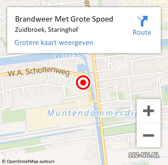 Locatie op kaart van de 112 melding: Brandweer Met Grote Spoed Naar Zuidbroek, Staringhof op 20 september 2017 11:41