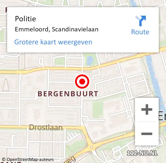 Locatie op kaart van de 112 melding: Politie Emmeloord, Scandinavielaan op 20 september 2017 11:41