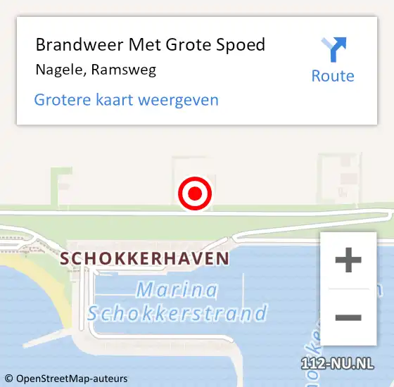 Locatie op kaart van de 112 melding: Brandweer Met Grote Spoed Naar Nagele, Ramsweg op 20 september 2017 12:03