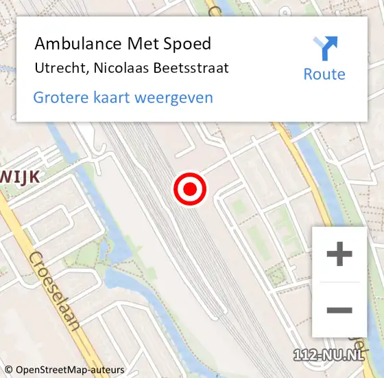 Locatie op kaart van de 112 melding: Ambulance Met Spoed Naar Utrecht, Nicolaas Beetsstraat op 20 september 2017 12:36