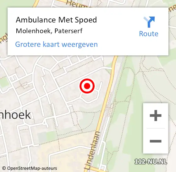 Locatie op kaart van de 112 melding: Ambulance Met Spoed Naar Molenhoek, Paterserf op 2 februari 2014 09:02