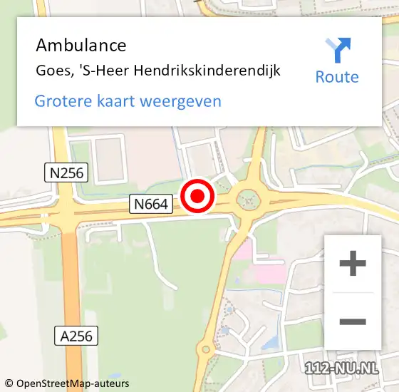 Locatie op kaart van de 112 melding: Ambulance Goes, 'S-Heer Hendrikskinderendijk op 20 september 2017 12:42