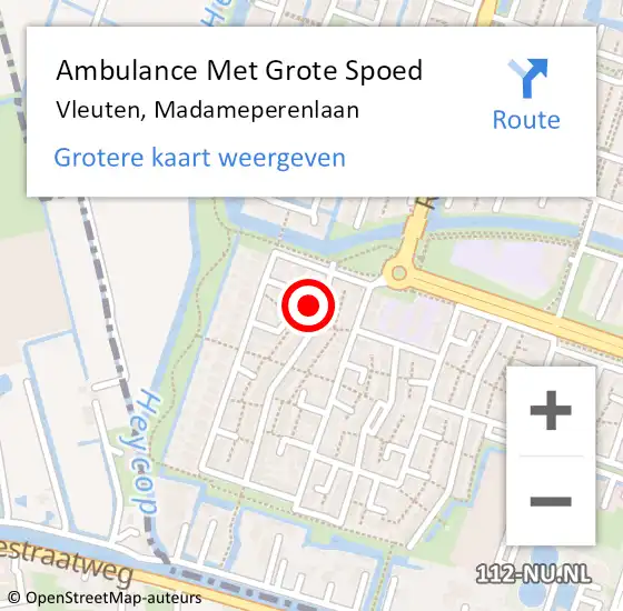 Locatie op kaart van de 112 melding: Ambulance Met Grote Spoed Naar Vleuten, Madameperenlaan op 20 september 2017 12:58