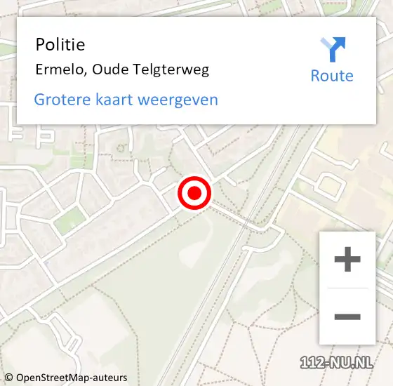 Locatie op kaart van de 112 melding: Politie Ermelo, Oude Telgterweg op 2 februari 2014 09:07