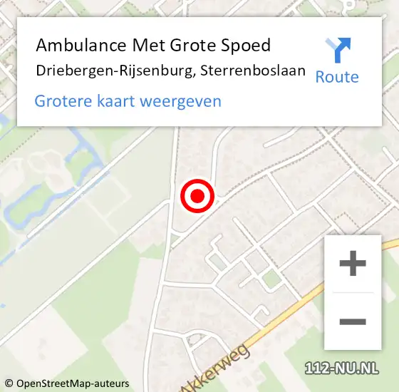 Locatie op kaart van de 112 melding: Ambulance Met Grote Spoed Naar Driebergen-Rijsenburg, Sterrenboslaan op 20 september 2017 14:18