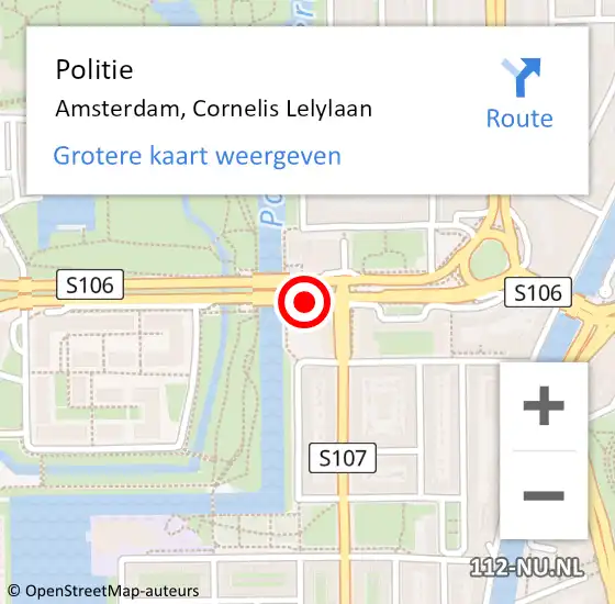 Locatie op kaart van de 112 melding: Politie Amsterdam, Cornelis Lelylaan op 20 september 2017 14:26