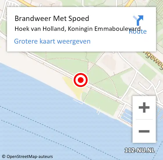 Locatie op kaart van de 112 melding: Brandweer Met Spoed Naar Hoek van Holland, Koningin Emmaboulevard op 20 september 2017 14:29