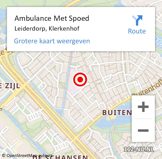 Locatie op kaart van de 112 melding: Ambulance Met Spoed Naar Leiderdorp, Klerkenhof op 20 september 2017 14:38