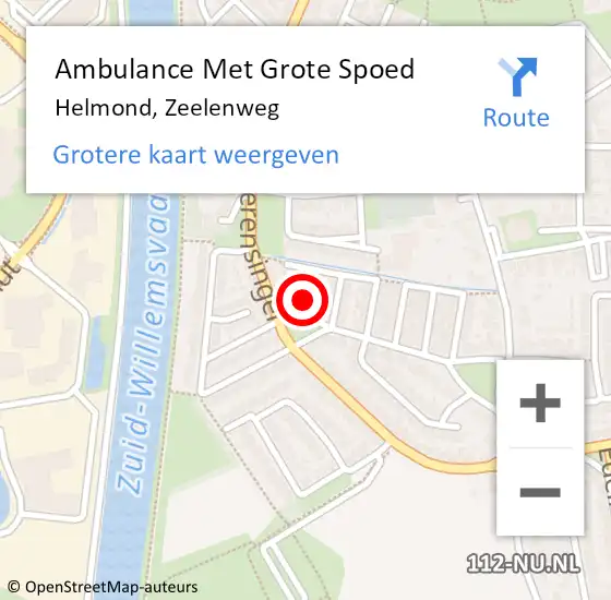 Locatie op kaart van de 112 melding: Ambulance Met Grote Spoed Naar Helmond, Zeelenweg op 20 september 2017 14:50