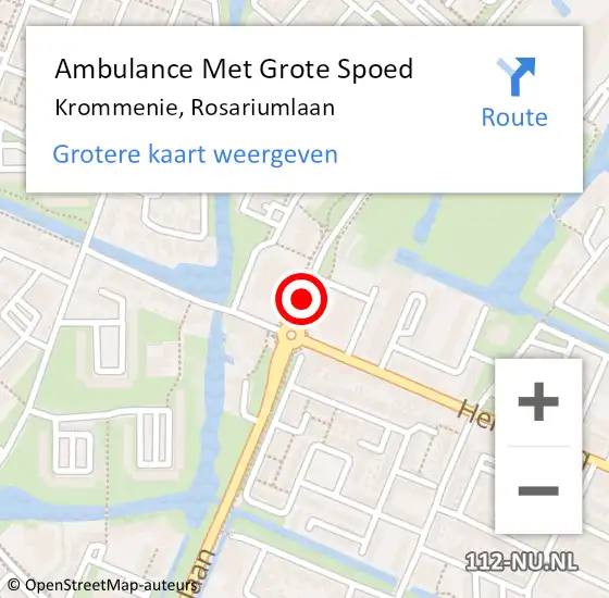 Locatie op kaart van de 112 melding: Ambulance Met Grote Spoed Naar Krommenie, Rosariumlaan op 20 september 2017 14:51