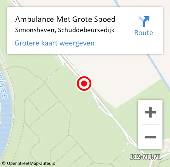 Locatie op kaart van de 112 melding: Ambulance Met Grote Spoed Naar Simonshaven, Schuddebeursedijk op 20 september 2017 16:24