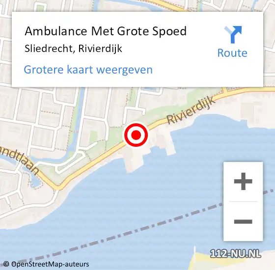 Locatie op kaart van de 112 melding: Ambulance Met Grote Spoed Naar Sliedrecht, Rivierdijk op 20 september 2017 16:26