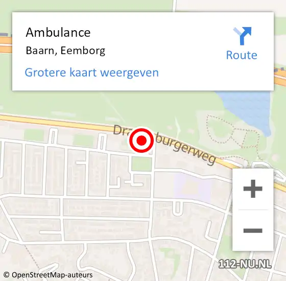 Locatie op kaart van de 112 melding: Ambulance Baarn, Eemborg op 20 september 2017 16:43