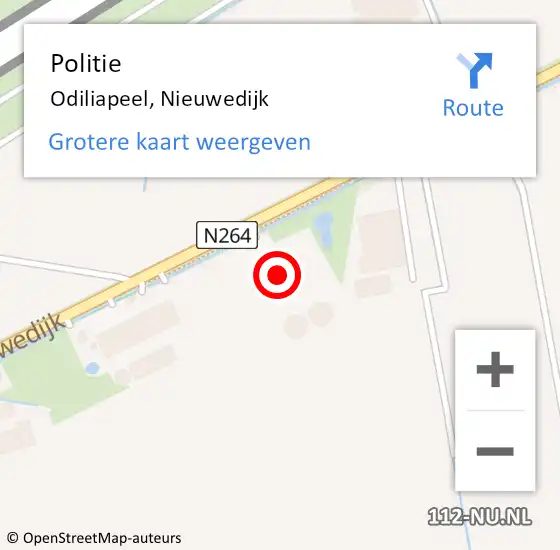 Locatie op kaart van de 112 melding: Politie Odiliapeel, Nieuwedijk op 20 september 2017 17:00