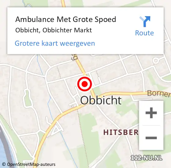 Locatie op kaart van de 112 melding: Ambulance Met Grote Spoed Naar Obbicht, Obbichter Markt op 2 februari 2014 09:53