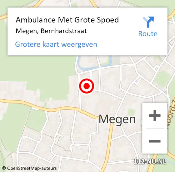 Locatie op kaart van de 112 melding: Ambulance Met Grote Spoed Naar Megen, Bernhardstraat op 20 september 2017 18:32