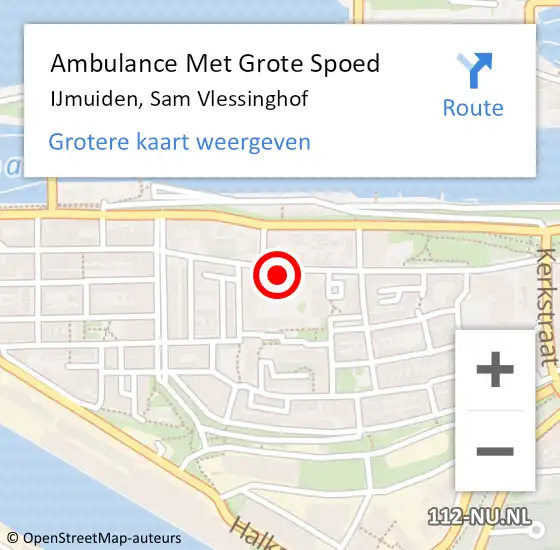 Locatie op kaart van de 112 melding: Ambulance Met Grote Spoed Naar IJmuiden, Sam Vlessinghof op 20 september 2017 18:34