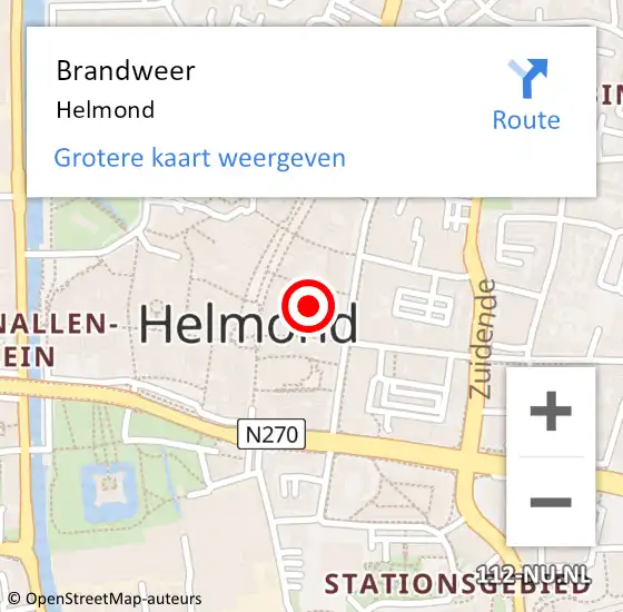 Locatie op kaart van de 112 melding: Brandweer Helmond op 20 september 2017 18:59
