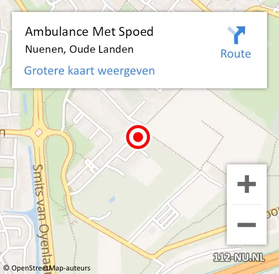 Locatie op kaart van de 112 melding: Ambulance Met Spoed Naar Nuenen, Oude Landen op 20 september 2017 19:26