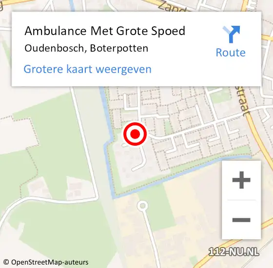 Locatie op kaart van de 112 melding: Ambulance Met Grote Spoed Naar Oudenbosch, Boterpotten op 20 september 2017 19:26