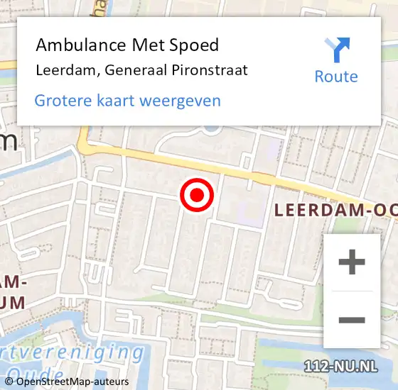 Locatie op kaart van de 112 melding: Ambulance Met Spoed Naar Leerdam, Generaal Pironstraat op 20 september 2017 19:27