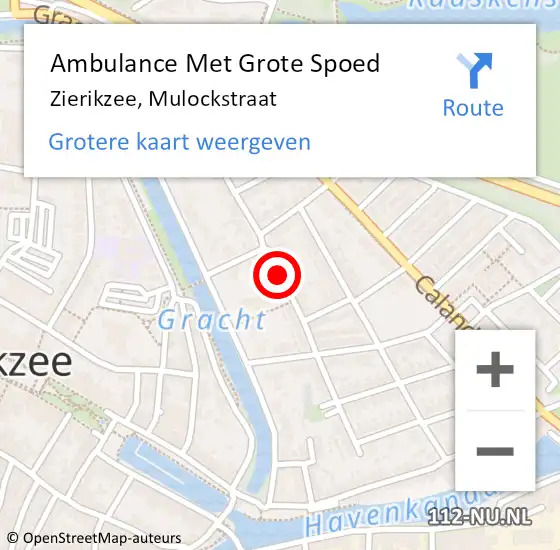 Locatie op kaart van de 112 melding: Ambulance Met Grote Spoed Naar Zierikzee, Mulockstraat op 20 september 2017 19:31