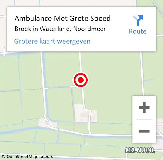 Locatie op kaart van de 112 melding: Ambulance Met Grote Spoed Naar Broek in Waterland, Noordmeer op 20 september 2017 20:00