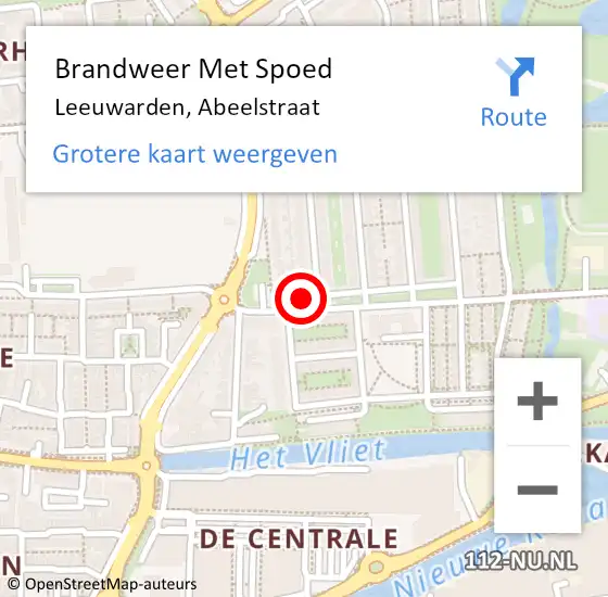 Locatie op kaart van de 112 melding: Brandweer Met Spoed Naar Leeuwarden, Abeelstraat op 20 september 2017 20:47